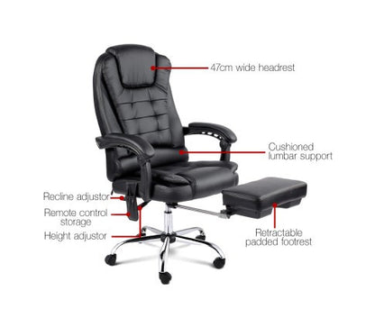 COMBO EXECUTIVE 8 POINT MESSAGE RECLINER CHAIR - BLACK