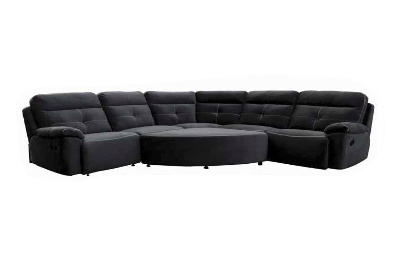 Maddy Fabric Corner Suite (1R + 1 + CNR + 1 + R + OTTOMAN) - Rhino Charcoal