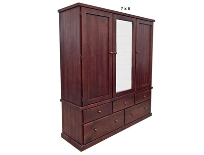 MONTANA (AUSSIE MADE) WARDROBE 3 DOOR / 5 DRAWER WITH T&G BACKING COLLECTION - ASSORTED STAINED COLOURS - STARTING FROM $1499
