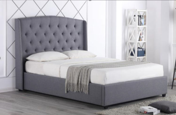 KING MONTELLO WINGED FABRIC BED - PEARL GREY OR DARK GREY