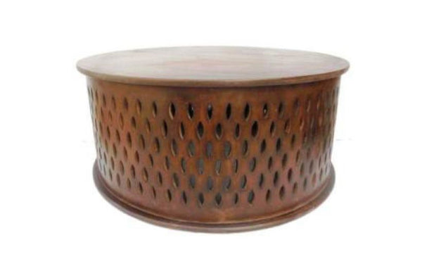 MOSAIC ROUND COFFEE TABLE -350(H) X 800(DIA) - BURNT