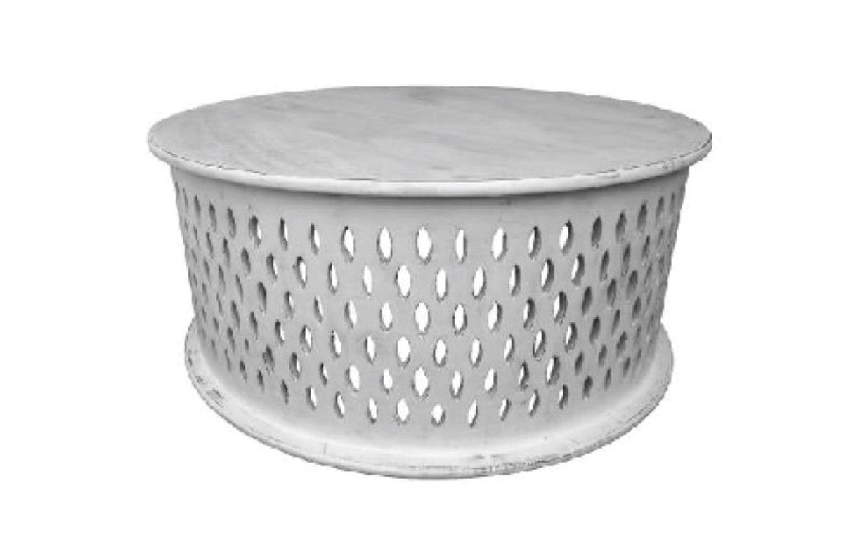MOSAIC  ROUND COFFEE TABLE -350(H) X 800(DIA) - WHITE