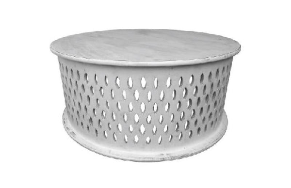 MOSAIC  ROUND COFFEE TABLE -350(H) X 800(DIA) - WHITE