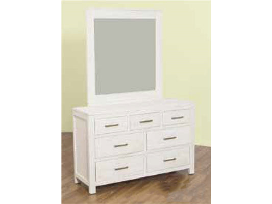 Marion 7 Drawer Dresser With Mirror -780(H) X 1230(W) - Whitewash