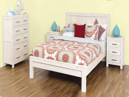 King Marion 5 Piece (DRESSER) Bedroom Suite - Whitewash