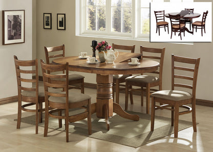 JAGUAR 5 PIECE ROUND EXTENSION SINGLE PEDESTAL DINING SETTING WITH PADDED SEATS - 1060/460(L) - ANTIQUE OAK OR WENGE