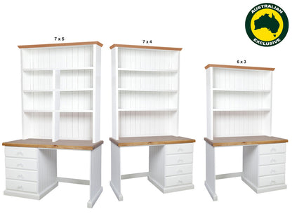 MACQUARIE (AUSSIE MADE) 4 DRAWER DESK + HUTCH COLLECTION - ASSORTED PAINTED / STAINED COLOURS - STARTING FROM $1299