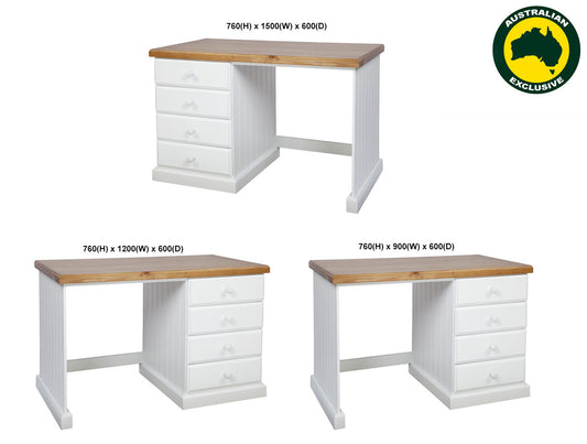 Macquarie (AUSSIE MADE) 4 Drawer Desk - Assorted Painted/stained Colours