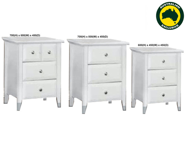 MAGNIFICENT (AUSSIE MADE) BEDSIDE TABLE COLLECTION - ASSORTED PAINTED COLOURS - STARTING FROM $399
