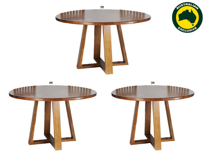 MAGNIFICENT (AUSSIE MADE) ROUND DINING TABLE COLLECTION - ASSORTED STAINED COLOURS - STARTING FROM $799
