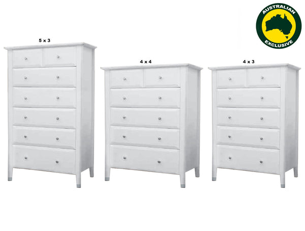 MAGNIFICENT (AUSSIE MADE) TALLBOY COLLECTION - ASSORTED PAINTED COLOURS - STARTING FROM $1199