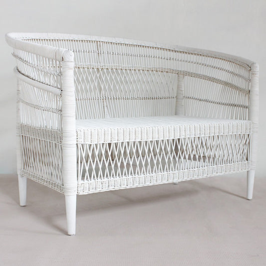 MOROCCO 2 SEATER   RATTAN CHAIR  - WHITE