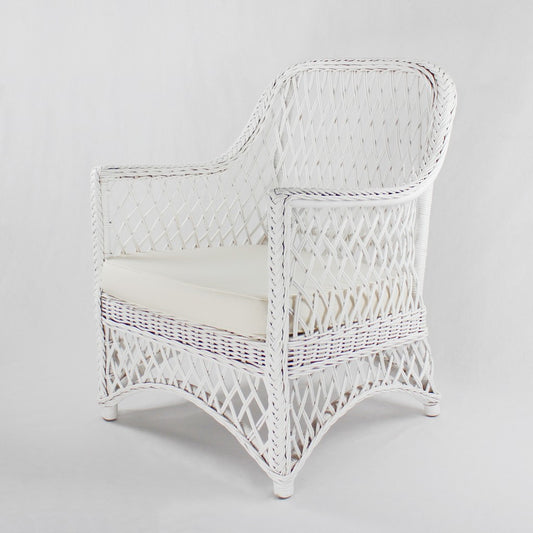 STELLA  RATTAN CHAIR WITH CUSHION - WHITE