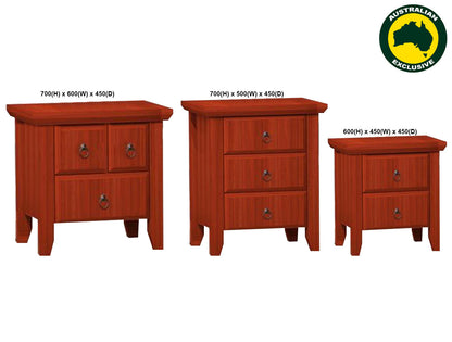 MANILLA (AUSSIE MADE) BEDSIDE COLLECTION - ASSORTED STAINED COLOURS - STARTING FROM $399
