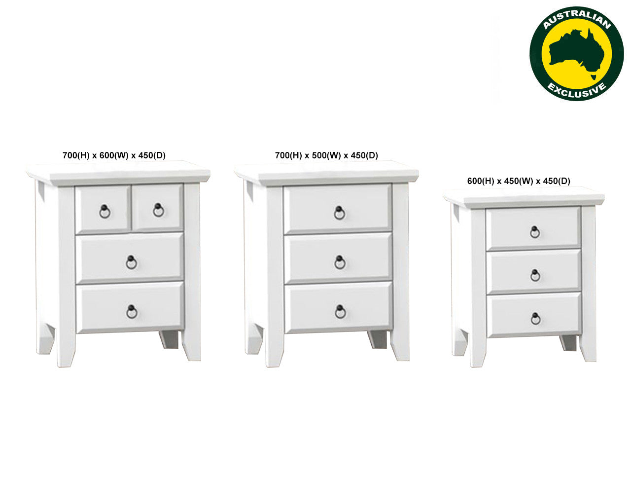 Manilla (AUSSIE MADE) Bedside Table Collection - Assorted Painted Colours