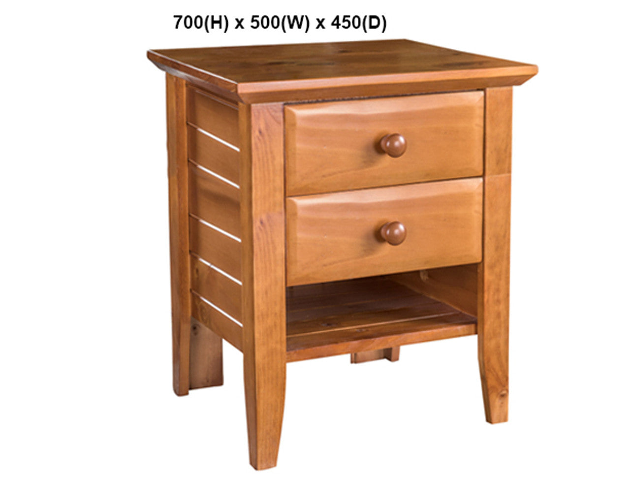 MANILLA (AUSSIE MADE) BEDSIDE WITH 1 SHELF COLLECTION - ASSORTED STAINED COLOURS - STARTING FROM $399