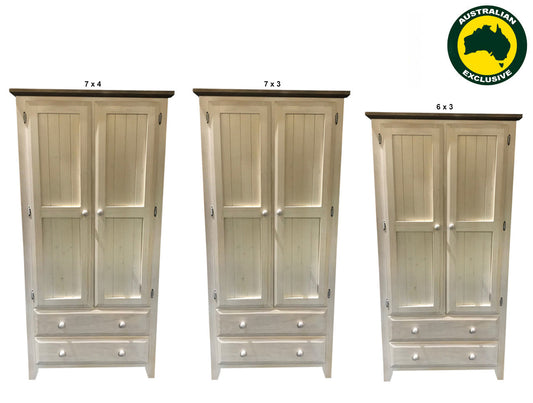 MANILLA (AUSSIE MADE) 2 DOOR / 2 DRAWER FLUSH WARDROBE COLLECTION - ASSORTED PAINTED COLOURS - STARTING FROM $1199