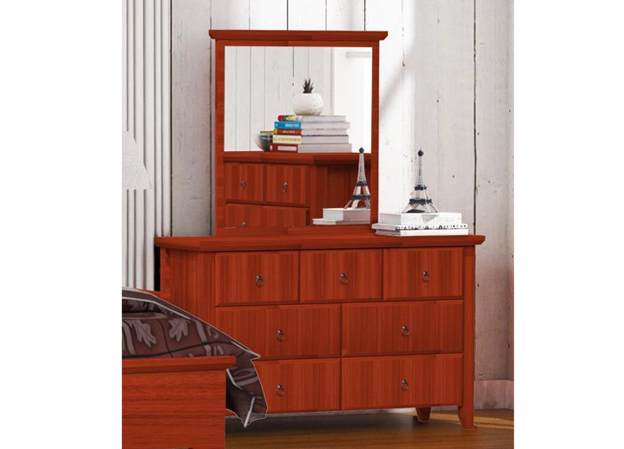 Manilla (AUSSIE MADE) 7 Drawer Dressing Table With Mirror - Tassie Oak Combination - Assorted Colours