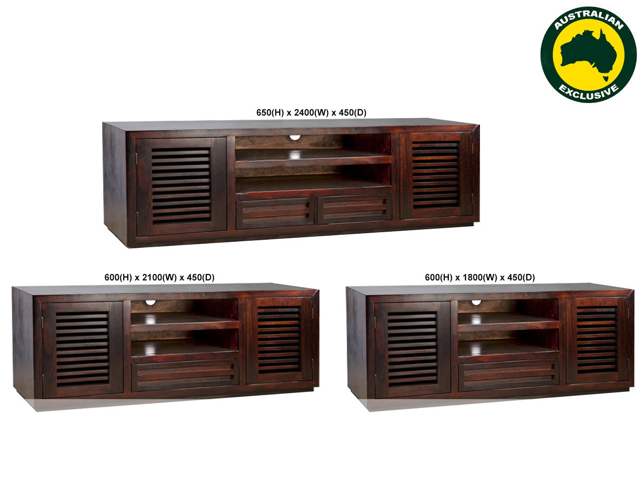 Manly (AUSSIE MADE) 2 Door Lowline Entertainment Unit With Floating Base Collection - Assorted Stained Colours