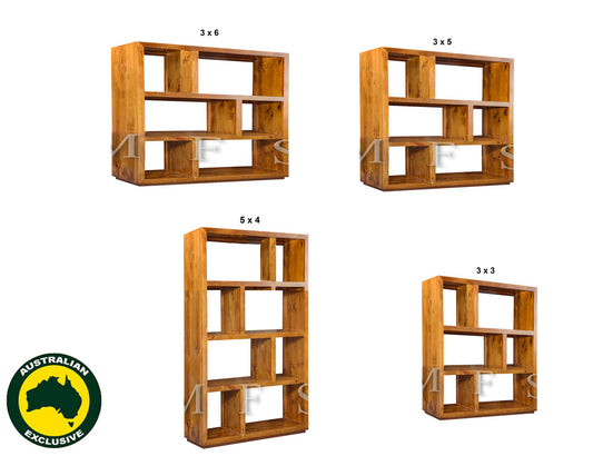 Manly (AUSSIE MADE) Staggered Lowline Room Divider With Floating Base Collection - Assorted Stained Colours
