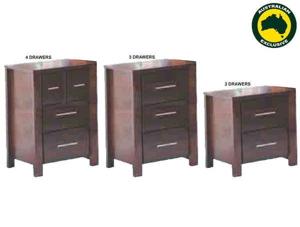 MATILDA (AUSSIE MADE) BEDSIDE TABLE COLLECTION - ASSORTED STAINED COLOURS - STARTING FROM $349