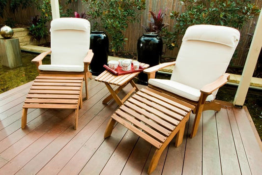 Pair Of Mayotte Adirondack Chair With Footstool (OK136-A-S) - Includes Optional Coffee Table & Adirondack Ecoz Seatback Cushion