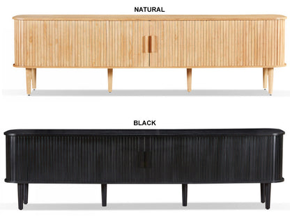 TEDDY 2 SLIDING DOOR ENTERTAINMENT UNIT - 425(H) x 2060(W) x 460(D) - NATURAL OR BLACK