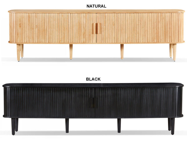TEDDY 2 SLIDING DOOR ENTERTAINMENT UNIT - 425(H) x 2060(W) x 460(D) - NATURAL OR BLACK