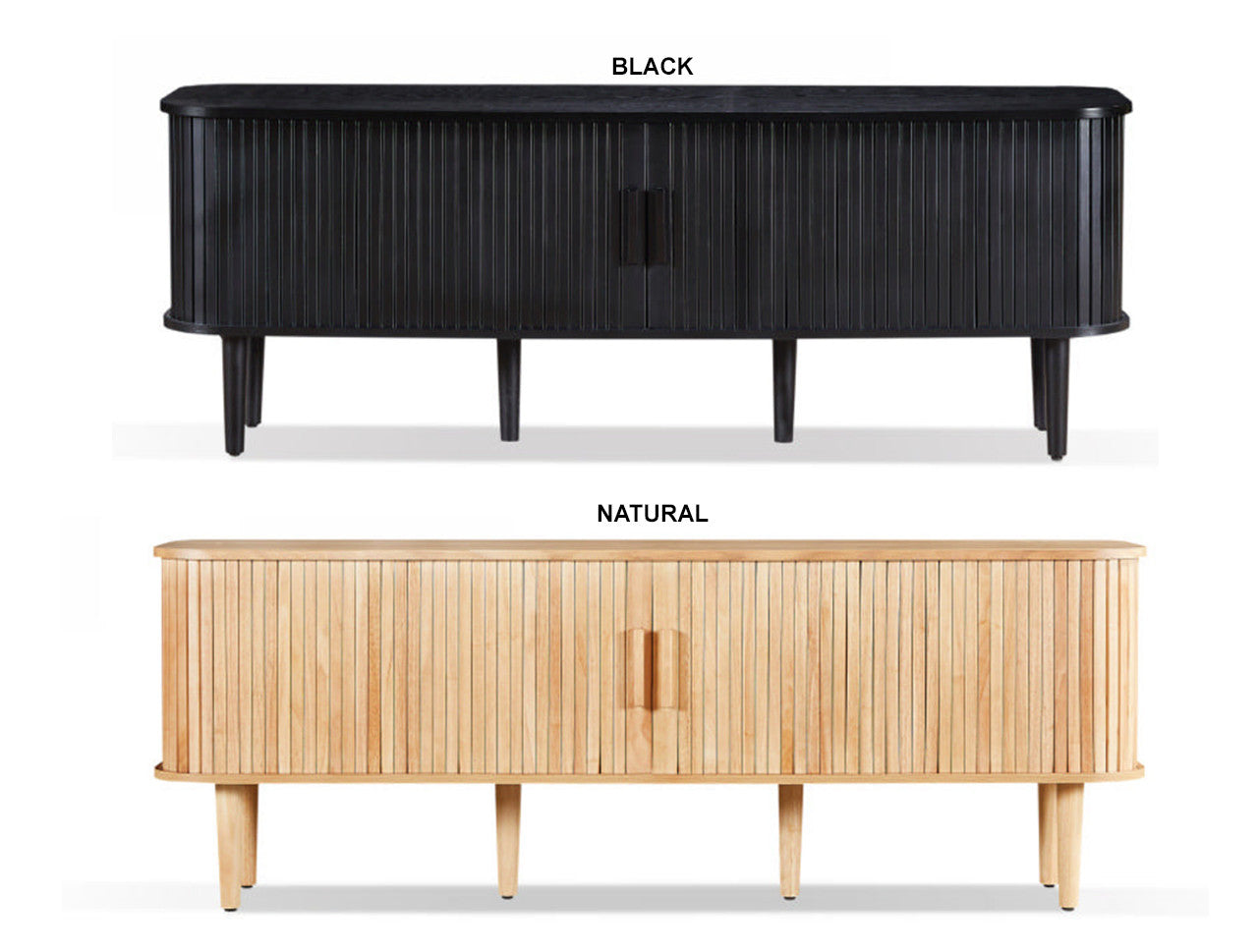 TEDDY 2 SLIDING DOOR ENTERTAINMENT UNIT - 425(H) x 1660(W) x 460(D) - NATURAL OR BLACK