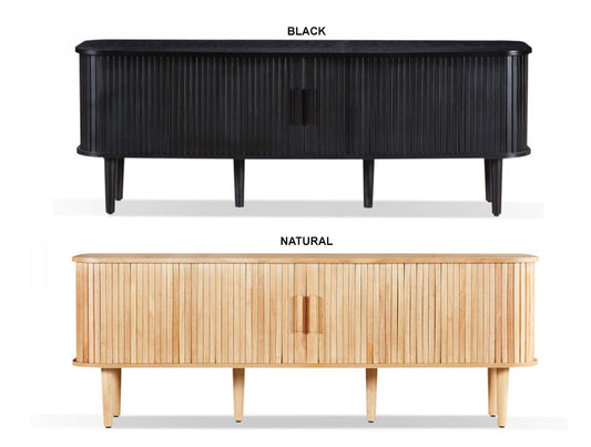 Teddy 2 Sliding Door Entertainment Unit - 425(H) X 1660(W) X 460(D) - Natural Or Black
