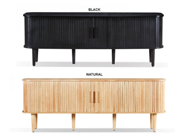 TEDDY 2 SLIDING DOOR ENTERTAINMENT UNIT - 425(H) x 1660(W) x 460(D) - NATURAL OR BLACK