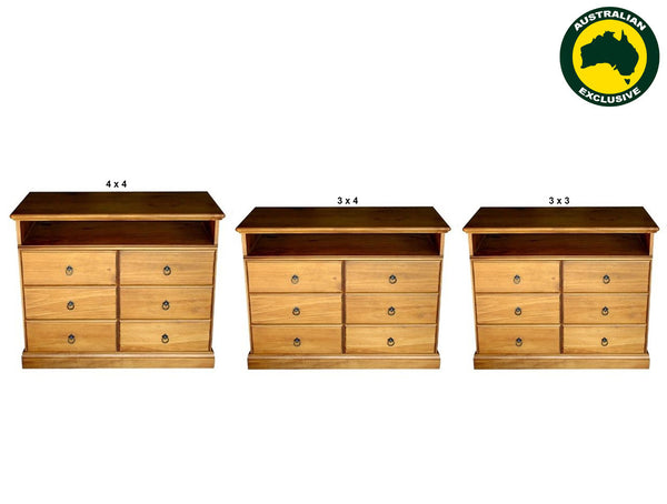 MEMPHIS (AUSSIE MADE) 6 DRAWER ENTERTAINMENT UNIT COLLECTION - ASSORTED STAINED COLOURS - STARTING FROM $799