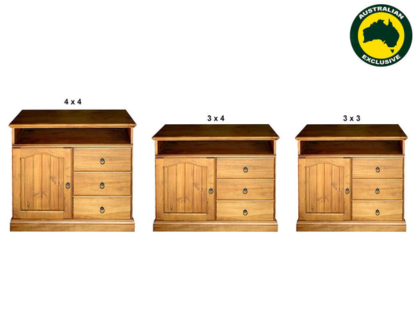 MEMPHIS (AUSSIE MADE) 1 DOOR / 3 DRAWERS ENTERTAINMENT UNIT COLLECTION - ASSORTED STAINED COLOURS - STARTING FROM $799