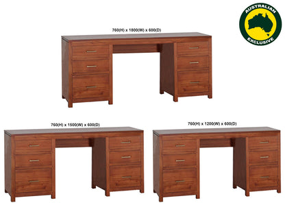 MEXI (AUSSIE MADE) 6 DRAWER DESK COLLECTION - ASSORTED STAINED COLOURS - STARTING FROM $1199