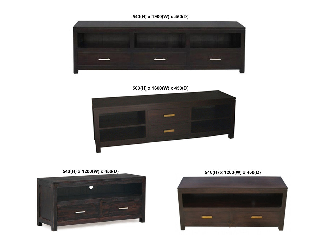 Milan Low Entertainment TV Unit Collection - Mahogany Or Chocolate