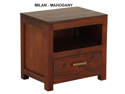 MILAN / PARIS 1 DRAWER LAMP / BEDSIDE TABLE - MAHOGANY OR CHOCOLATE