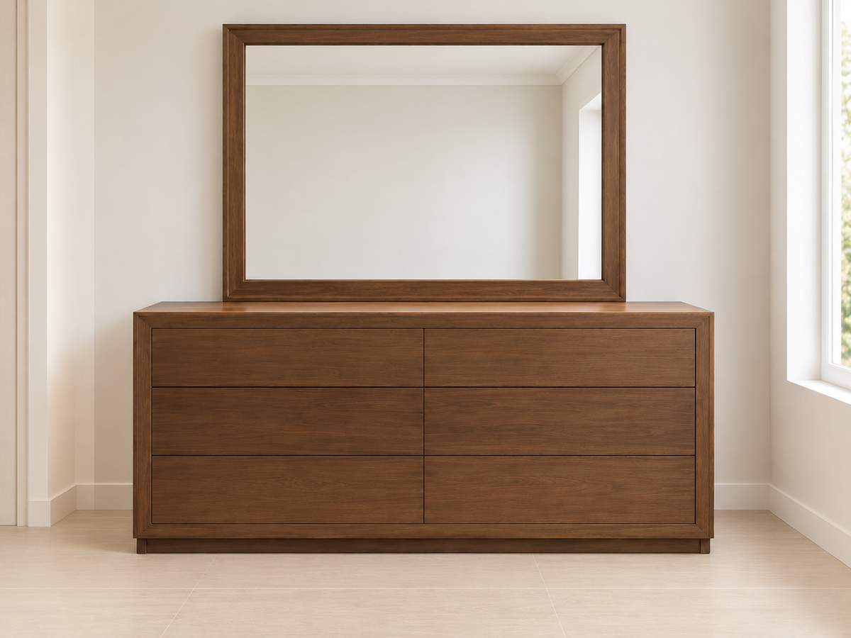 Mosman S Ix (6) Drawers Dresser With Mirror - Light Brown