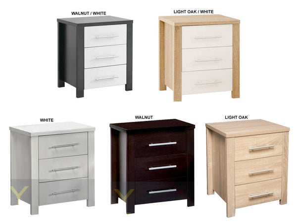 AMAZING 3 DRAWER BEDSIDE TABLE (MODEL:3-18-5) - ASSORTED COLOURS