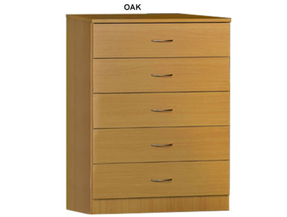 MISSION 5 DRAWER TALLBOY - 930(H) x 710(W) - ASSORTED COLOURS