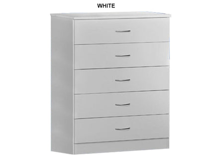 MISSION 5 DRAWER TALLBOY - 930(H) x 710(W) - ASSORTED COLOURS