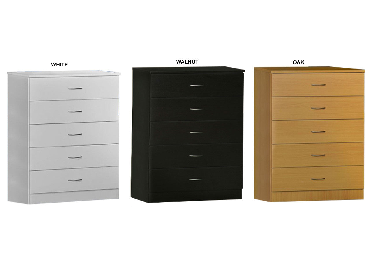 Mission 5 Drawer Tallboy - 930(H) X 710(W) - Assorted Colours