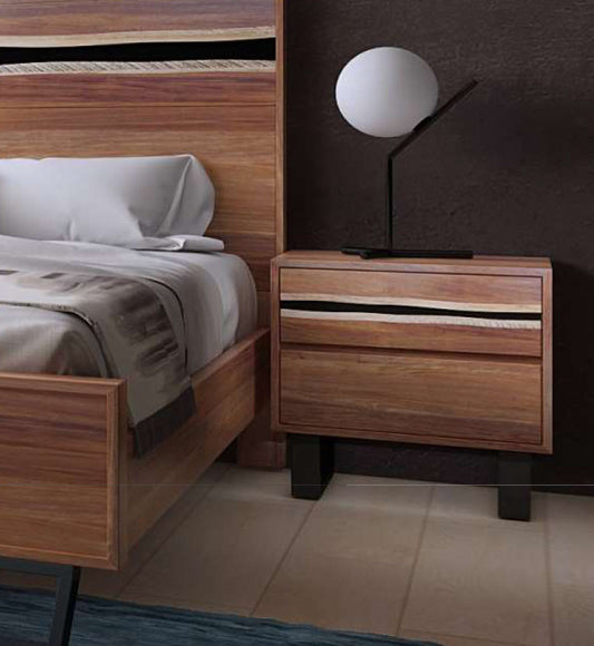 Modena 2 Drawer Bedside Table - 547(H) X 550(W) X 420(D) - Blackwood