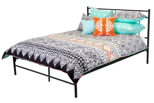 DOUBLE MORGANS METAL BED - MATT BLACK OR SILVER