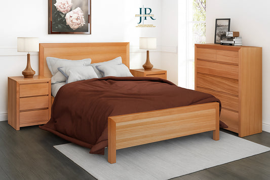 Morgan (AUSSIE MADE) King 3 Piece Bedside Bedroom Suite With Tassie Oak & Veneer Combination - Assorted Colours