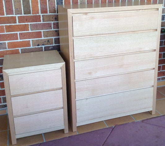Morgan 7 Drawer Tallboy (NOT 6 AS PICTURED) With Leg Base - Tassie Oak Combination - Assorted Colours