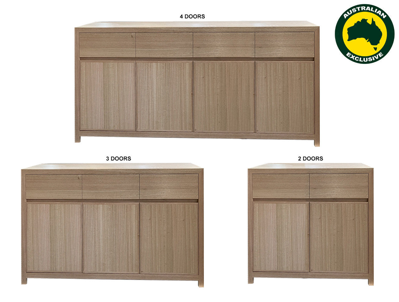 Morgan (AUSSIE MADE) Buffet With Legs Collection - Tassie Oak Combination - Assorted Stained Colours