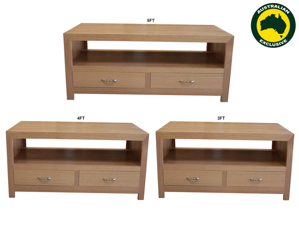 MORGAN (AUSSIE MADE) 2 DRAWERS COFFEE TABLE COLLECTION - TASSIE OAK COMBINATION - ASSORTED STAINED COLOURS - STARTING FROM $999