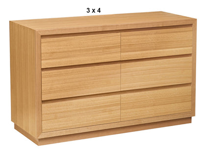 MORGAN (AUSSIE MADE) 6 DRAWER (3+3) LOWBOY COLLECTION - TASSIE OAK COMBINATION - ASSORTED STAINED COLOURS - STARTING FROM $1499