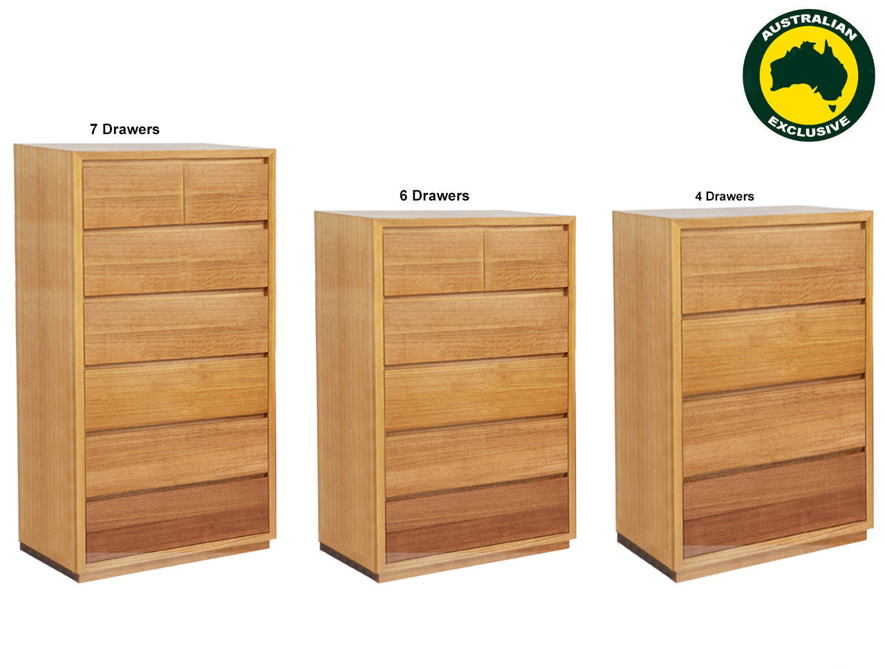 MORGAN (AUSSIE MADE) TALLBOY WITH FLOATING BASE COLLECTION - TASSIE OAK COMBINATION - ASSORTED STAINED COLOURS - STARTING FROM $1200