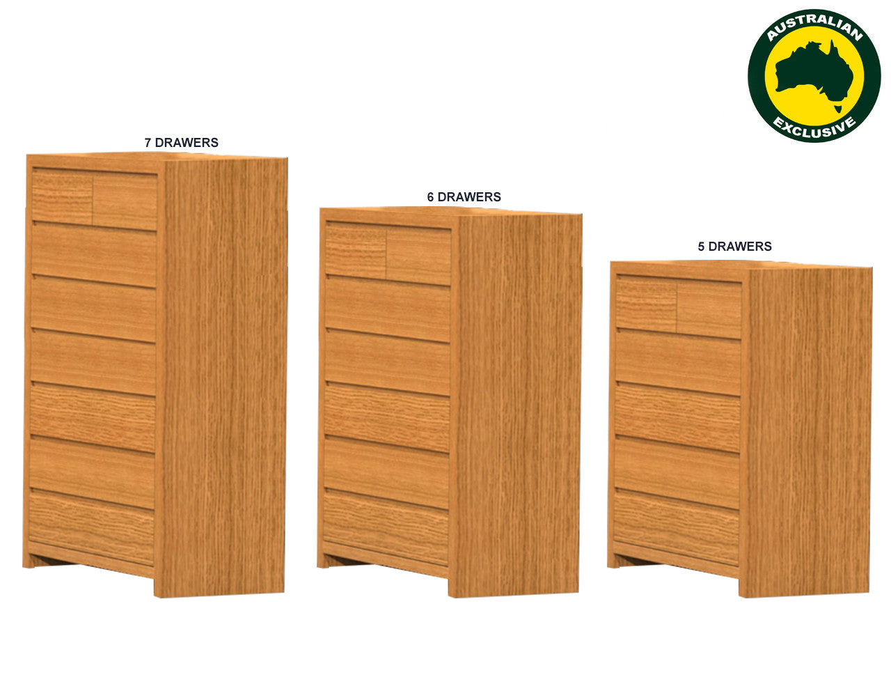Morgan (AUSSIE MADE) Tallboy Collection - Tassie Oak Combination - Assorted Stained Colours